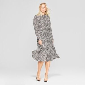 WHO WHAT WEAR Domino Dots Midi Shirt Dress - S